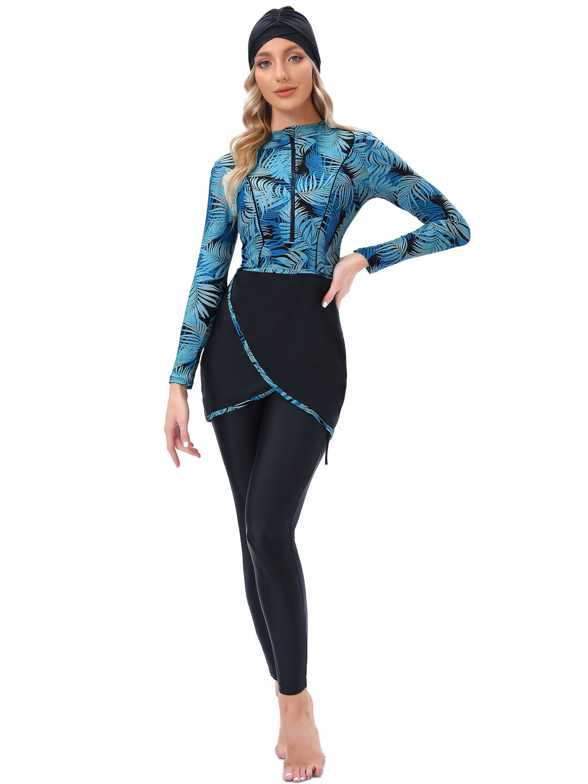 Women's Clothing Muslim Swimsuit Ladies Conservative Swimsuit Printed Women's Beach Swimsuit_ecoleips.com