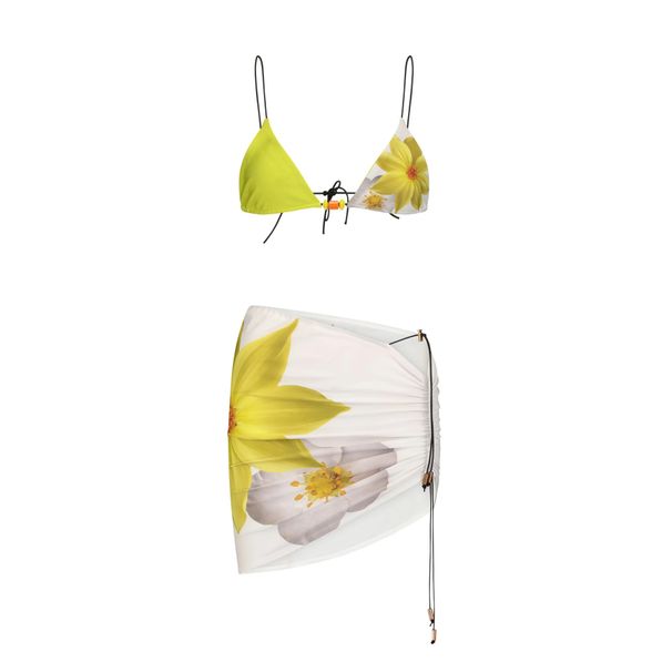 Women's Clothing Split Bikini Flower Print Swimsuit Sexy Swimsuit Three Piece Set_ecoleips.com