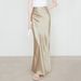 Verve Women's Summer Satin High Elastic Waist Hand-Grasp Pattern Elegant Pure Color Long Skirt_ecoleips.com