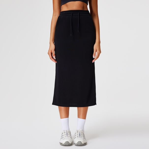 Women's Slimming Slit Midi Skirt Bodycon Straight Elastic Waist Drawstring Versatile Hip Covering Skirt_ecoleips.com