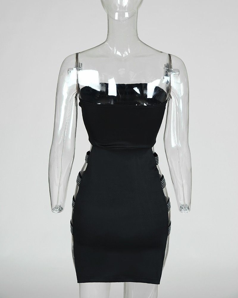 Bodycon Mini Skirt Slim Fitting See Through Bandage Style Nightclub Dress_ecoleips.com