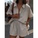 Women's Clothing Striped Shirt Shorts Suit Fashionable Comfortable Casual Loose Retro And Versatile_ecoleips.com