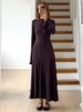 Tossy Knitwear Fashion Loose Maxi Dress Women Lace-Up High Waist Ribbed Long Sleeve Party Dress Female Knit Bandage Long Dress_ecoleips.com