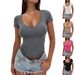 Women's Clothing High End Fashion Slim Solid Color Slim Round Neck Short Sleeve T Shirt Women's Clothing_ecoleips.com