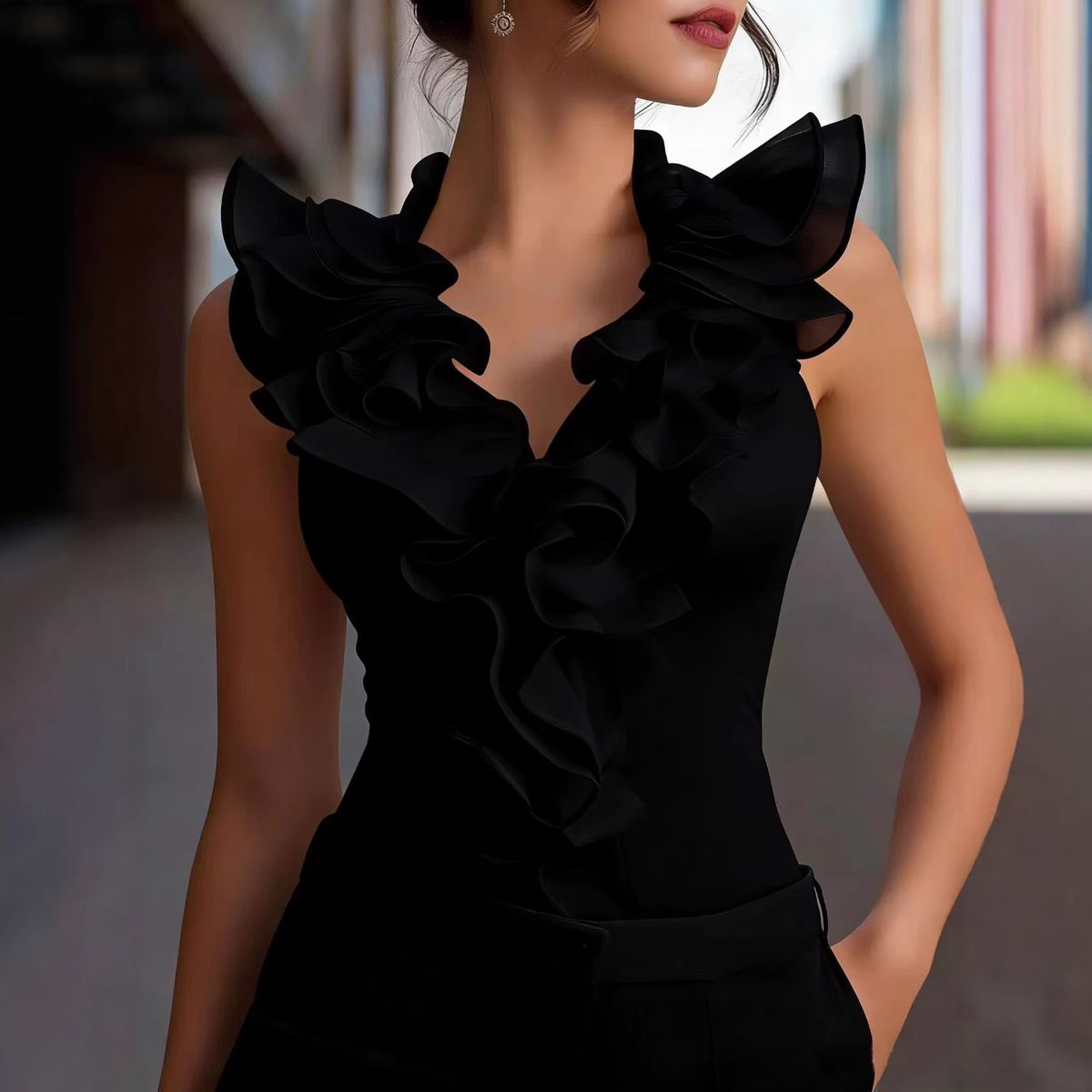 Summer Collection Ruffled Irregular Versatile Shirt Vest Women's Clothing Tops Cross Border European American Amazon AliExpress Popular_ecoleips.com