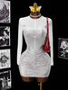 Women's Clothing Red Long Sleeved Patchwork Bodycon Dress For Women Sexy Mesh See Through European American Style Evening Gown_ecoleips.com
