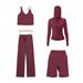 Women's Clothing Women's U Shaped Vest Hooded Jacket Shorts Straight Leg Pants Four Piece Set Slim Fit Outerwear Elastic Clothing_ecoleips.com