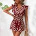 Women's Floral Print V-Neck Jumpsuit - Elegant Sleeveless Romper With Adjustable Waist (Blue, Black, Red)_ecoleips.com