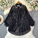 Fashionable Shirt For Women Heavy Sequin Embroidery Diamond Studded Versatile High End Lantern Sleeve Slimming Top_ecoleips.com