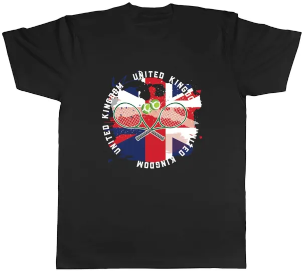 Women's T-Shirts Tennis Sports With United Kingdom Flag Mens Unisex T-Shirt Tee Gift_ecoleips.com