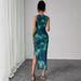 2026 Summer New Women's Sleeveless Printed Mesh Bodycon Dress For European And American Cross-Border Independent_ecoleips.com