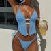 Women Textured Halter Two Piece Bikini Set, Front Cutout Pearl Decor Tie Side High Cut Swimsuit Summer Beach Bathing Suit_ecoleips.com