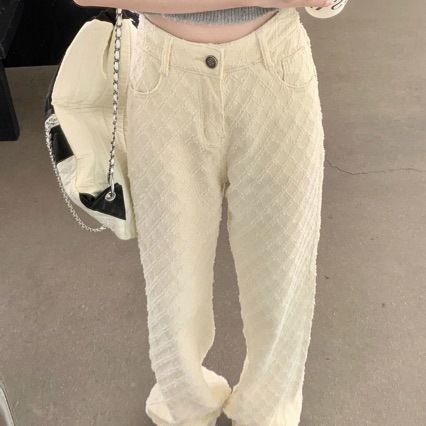 ng2510292 Ng2510292 Ng2510292 Loose New Jacquard Jeans Casual For Women Early Autumn High Waist Straight Floor-Length Wide-Leg Long Pants_ecoleips.com