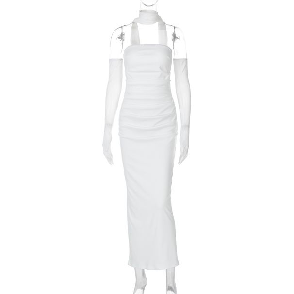 2025 Autumn New Fashion Sexy Elegant Strapless Dress With Mesh Sleeves For Women Wholesale_ecoleips.com