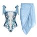 Women's Clothing Two Piece Printed Swimsuit Slim Fit Conservative Anti Exposure Ins Style Swimsuit_ecoleips.com
