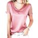 Women's Loose Casual Top Versatile Solid Color Draped Neck Mesh Rhinestone Short Sleeve T-Shirt European American Style 2026 New_ecoleips.com