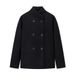 Women’s Oversized Double-Breasted Wool Coat – V-Neck Longline Polyester Blazer (S-L, Gray/Beige/Black)_ecoleips.com