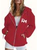 Women's Oversized Hooded Zip-Up Sweatshirt With Front Pockets & Graphic Print – Comfortable Long Sleeve Pullover For Casual Wear_ecoleips.com