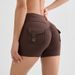 Fitness Shorts Sports Three-Quarter Women Summer Barely-There Feel Pocket Training Hip-Lifting Quick-Dry Yoga Wear Peach_ecoleips.com