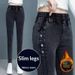 Women's Winter Thickened Fleece-lined Skinny Jeans, Long Women, Flattering For Plus-size Figures, Elastic Waist, Large_ecoleips.com