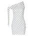 Women's Polka Dot Print Off-Shoulder Bodycon Dress Slim Fit Tie Waist Spring Summer Fashion Sexy_ecoleips.com