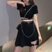 Spicy Workwear Half Skirt Women BF Style Hip Hop Street Drag Queen Disco Cool Girl Outfit Pure Desire Top Set_ecoleips.com