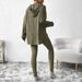 2026 Autumn/Winter European And American Cross-Border Women's Loose Hooded Long-Sleeve Casual Pants Ribbed Set_ecoleips.com