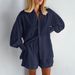 Autumn Women's Shirt Jacquard Puff Sleeve Elegant Top Shorts Set Casual Commuting Suit_ecoleips.com