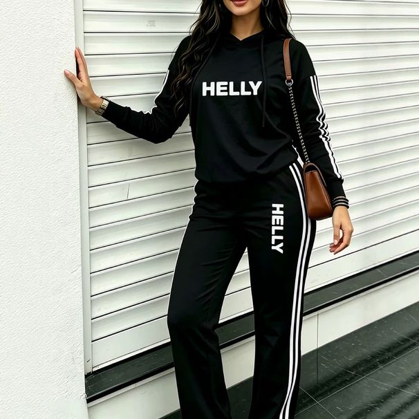 Elegant Long Sleeve Long Legged Suit for Women with Letter Print European And American Style Cross Border Best Selling Perfect for Autumn And Winter_ecoleips.com
