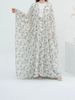 Women's Clothing Modest Abaya Dress Print Cardigan And Skirt Elegant Muslim Two-Piece Set – White Floral Print Abaya & Skirt With Button Detail_ecoleips.com