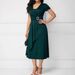Women's Asymmetrical Large Skirt V Neck Dress Fashion_ecoleips.com