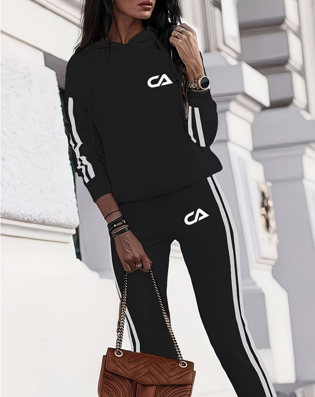 Women's Clothing Women's Casual Comfortable Two Piece Set Spring Autumn Letter Print Loose Fit Pants And Top Set_ecoleips.com