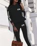 Women's Clothing Women's Casual Comfortable Two Piece Set Spring Autumn Letter Print Loose Fit Pants And Top Set_ecoleips.com