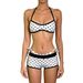 Summer Sexy Bikini Women's Polka Dot Color Block Halter Neck Set Shorts Three Piece Beach Vacation Style_ecoleips.com
