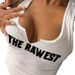 Women's Clothing Open Collar Printed Letter Small Vest Ribbed Letter Printed Fashion Women's Clothing_ecoleips.com