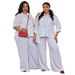 Plus Size Women’s Striped Shirt & High-Waisted Wide-Leg Pants Set – Trendy Spring 2026 Casual Outfit (S-XXL)_ecoleips.com