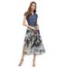 2025 New Summer Cross-Border European And American Women's Fashionable Denim Sleeveless Patchwork Printed Midi Dress_ecoleips.com