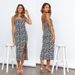 Summer Daisy Print Slim Fit Split Strap Midi Dress Casual Daily Vacation Wear Sundress For Women_ecoleips.com