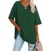 Cross-Border European And American Clothing Foreign Trade Spring Summer New Color Loose Half Sleeve V-Neck Cotton_ecoleips.com