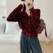 Women's Autumn-Winter Leopard-Print Short Sweater With V-Neck Casual Knit Cardigan, Wholesale Available_ecoleips.com