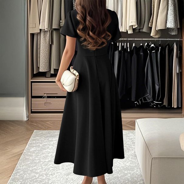 DiYun European And American Evening Elegant Short-Sleeved Long Dress Women's Clothing 2025 Autumn/Winter_ecoleips.com
