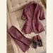 Women's Clothing A Complete Set Of Temperament Red Brown Linen Suit Pants_ecoleips.com