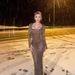 Women's Clothing Heavy Industry Hot Girl Rhinestone Nude See Through Sexy Slim Long Sleeved Dress Long Skirt Banquet Evening Dress_ecoleips.com