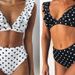 High Waisted Two Piece Polka Dot Bikini Set For Women Ruffle Design Sexy Cross Polyester Bikini_ecoleips.com