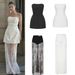 Women's Clothing Elegant Lace High-Waist Maxi Skirt Set - Off Shoulder Crop Top & Flowy Long Dress Two Piece Outfit, Slim Fit Formal/Party_ecoleips.com