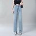 Fleece-lined Thickened Narrow Wide-leg Jeans Women, 2025 New Autumn And Winter Hot-selling High-waisted Straight Pants_ecoleips.com