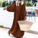 Women's Clothing Ladies Solid Color Loose Holiday Style Cardigan Long Dress_ecoleips.com
