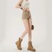 Large Size Spice Girl High Waist Double Button Hip Denim Shorts Women's 2026 Summer New Khaki Skinny Hip Hot Pants_ecoleips.com