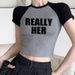 Women's Clothing Fashion Hip Hop Letter Pattern Printed Short Top Sexy Hot Girl Navel Baring T Shirt_ecoleips.com