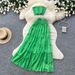 Summer New Style Women's Yellow Pleated Two Piece Set Alluring Layered Cake Skirt Elegant Commuter Suit Pure_ecoleips.com
